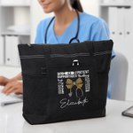 Personalisierte Bogen Stethoskop Positive Phrasen Zipper Tote Bag mit Namen und Mesh Pocket Geburtstag Anerkennung Geschenk für Krankenschwester Arzt medizinisches Personal