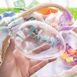 Gepersonaliseerde Heldere Naam Vulbare Paasei Container met Glitter Lint Paas Jacht Feest Cadeau voor Familie Kinderen