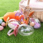 Gepersonaliseerde Heldere Naam Vulbare Paasei Container met Glitter Lint Paas Jacht Feest Cadeau voor Familie Kinderen