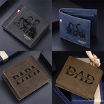 Gepersonaliseerde Leren Portemonnee met Meerdere Kaartgleuven en Gegraveerde 1-12 Namen Vaderdag Verjaardagscadeau voor Papa Opa