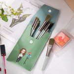 Bolsa de maquillaje con nombre y 8 brochas de maquillaje personalizada con lazo de personajes de dibujos animados regalo de cumpleaños para mujeres personal médico
