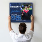 Personalized Sequin Disco Style Graduation Photo Canvas Frameless Painting Wall Art with Name Graduation Gift for Class of 2025