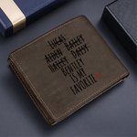 Personalized Favorite Child Men's Leather Bifold Wallet with Engraved Name and Text Funny Birthday Father's Day Gift for Dad Grandpa