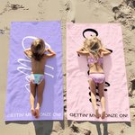 Gepersonaliseerde Multicolor Gettin' My Bronze On Oversized Sneldrogende Strandhanddoek met Naam Strand Zwembadfeest Verjaardagscadeau voor Familie Vrienden