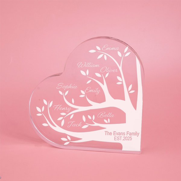 Targa a cuore in acrilico con nomi e testi incisi Decorazione per la casa Regalo di compleanno per i nonni Mamma