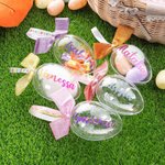 Gepersonaliseerde Heldere Naam Vulbare Paasei Container met Glitter Lint Paas Jacht Feest Cadeau voor Familie Kinderen