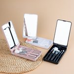 Personalized Cartoon Character Birth Flower Name Makeup Brush Set with LED Mirror Birthday Mother's Day Gift for Women