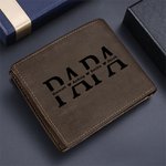 Gepersonaliseerde Leren Portemonnee met Meerdere Kaartgleuven en Gegraveerde 1-12 Namen Vaderdag Verjaardagscadeau voor Papa Opa