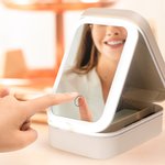 Personalisierte Geburtsjahr Rosen Federn Sukkulenten Design Schmuckkästchen mit einstellbaren LED Make-up Spiegel Reise Essentials Geburtstag Geschenk für Frauen