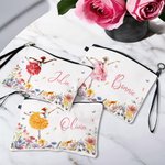 Personalisierte Ballett Mädchen Geburt Blume Schmetterling Leinen Make-up Tasche mit Namen und Armband Armband Geburtstag Geschenk für Ballerina Ballett-Liebhaber