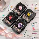 Personalised Birth Flower Tutu Fairy Ballet Girl Bobby Pin Case Hair Accessories Organizer with Name Birthday Team Gift for Ballerina Ballet Lover