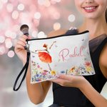 Personalisierte Ballett Mädchen Geburt Blume Schmetterling Leinen Make-up Tasche mit Namen und Armband Armband Geburtstag Geschenk für Ballerina Ballett-Liebhaber