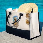 Personalisierte Sunny Beach Style niedlich Cartoon Mädchen große Canvas Tasche mit Namen Geburtstag Urlaub Party Geschenk für Frauen
