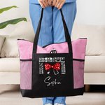 Personalisierte Bogen Stethoskop Positive Phrasen Zipper Tote Bag mit Namen und Mesh Pocket Geburtstag Anerkennung Geschenk für Krankenschwester Arzt medizinisches Personal