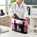 Personalizada de dibujos animados de personajes médicos Nombre Bolsa grande con bolsillos de malla Cumpleaños Gratitud Regalo para la enfermera Médico Personal Médico