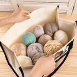 Personalized Cartoon Crochet Pattern Large Canvas Tote Bag with Name Travel Accessories Birthday Gift for Knitting Lovers