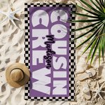 Personalisierte schwarz-weiß kariert Cousin Crew schnell trocknen überdimensioniert Strandtuch mit Namen Geburtstag Sommer Urlaub Party Geschenk für Familie Freunde