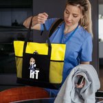 Personalizada de dibujos animados de personajes médicos Nombre Bolsa grande con bolsillos de malla Cumpleaños Gratitud Regalo para la enfermera Médico Personal Médico