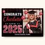 Personalized Sequin Disco Style Graduation Photo Canvas Frameless Painting Wall Art with Name Graduation Gift for Class of 2025