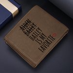 Personalized Favorite Child Men's Leather Bifold Wallet with Engraved Name and Text Funny Birthday Father's Day Gift for Dad Grandpa