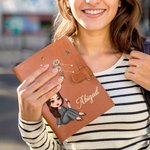 Personalizzato Cartoon Laureato Oroscopo Nascita Fiore Copertina del taccuino in pelle PU con nome Laurea Regalo di compleanno per le donne