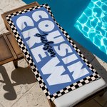 Personalisierte schwarz-weiß kariert Cousin Crew schnell trocknen überdimensioniert Strandtuch mit Namen Geburtstag Sommer Urlaub Party Geschenk für Familie Freunde