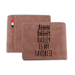 Personalized Favorite Child Men's Leather Bifold Wallet with Engraved Name and Text Funny Birthday Father's Day Gift for Dad Grandpa