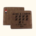 Personalisierte eingraviert Tally Mark Herren faltbare kompakte PU-Leder Brieftasche mit Namen und Datum Valentinstag Geschenk für Ehemann