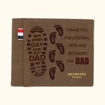 Portefeuille avec Empreinte de Pied Personnalisé avec Texte Cadeau d'Anniversaire Fête des Pères pour Homme Papa