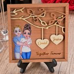 Cadre en bois avec support Décoration de bureau Cadeau d'anniversaire de Saint-Valentin pour les couples
