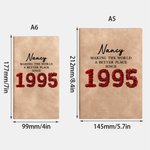 Personalised Birth Year Roses Feathers Succulents Design A5 A6 Leather Lined Notebook with Text Birthday Journal Essentials Gift for Friends Family