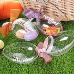 Gepersonaliseerde Heldere Naam Vulbare Paasei Container met Glitter Lint Paas Jacht Feest Cadeau voor Familie Kinderen