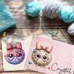 Personalisierte Niedliche Tragbare Schleife Cartoon Strickmuster Aufbewahrungstasche mit Reißverschluss Namen Geburtstag Geschenk für Strickliebhaber