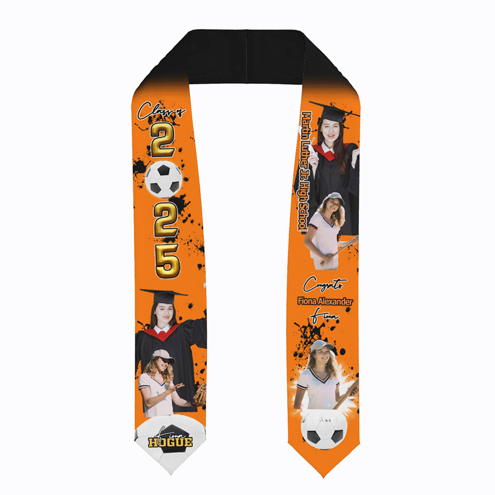 Personalized Photo Collage Multicolor Sport Graduation Stoles with Text Class Of 2025 Graduation Gift for Graduates