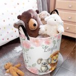 Cesta de la Ropa Personalizada Floral Jirafa Koala Diseño Animal Cesta de la Ropa Grande Impermeable con Nombre Regalo de Cumpleaños para Niños Familia