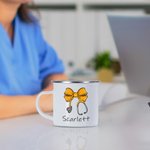 Personalisierte Bogen Stethoskop 11oz Silber Rand Emaille Becher mit Namen Krankenschwester Woche Geburtstag Anerkennung Geschenk für Krankenschwester Arzt medizinisches Personal