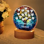 Personalisiertes Glasmalerei-Stil Lebensbaum LED-Nachtlicht mit 2-16 Herzen Namen und Holzsockel Hausdeko Geburtstag Muttertag Geschenk für Familie