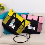 Personalizada de dibujos animados de personajes médicos Nombre Bolsa grande con bolsillos de malla Cumpleaños Gratitud Regalo para la enfermera Médico Personal Médico