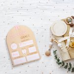 Personalised Wooden Coquette Bow Baby Name Sign Set of 3 with Birth Information Nursery Decor Baby Shower Gift for New Mom New Dad