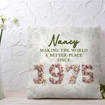 Personalizado 3D Rosas Plumas Suculentas Año de Nacimiento Diseño Suave Funda de Almohada con Nombre y Texto Decoración del Hogar Regalo de Cumpleaños para Amigos Familia