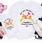 Onesie T-Shirt Personnalisé avec Nom Vêtement à Motif Girafe Éléphant Ours Koala Cadeau de Maternité pour Maman Bébé