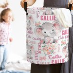 Personalizado lindo elefante impermeable lavandería cesta de almacenamiento con el nombre Guardería Decoración Cumpleaños inauguración de la casa Regalo para niños Niñas