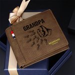 Henkilökohtainen 1-12 Fists Bump Nahka lompakko kaiverrettu nimet Isänpäivä Syntymäpäivä lahja isälle isoisä isoisä