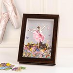 Personalized Ballet Girl Wooden Shadow Box Photo Frame Competition Pin Storage with Name and Birth Flower Birthday Gift for Ballerina