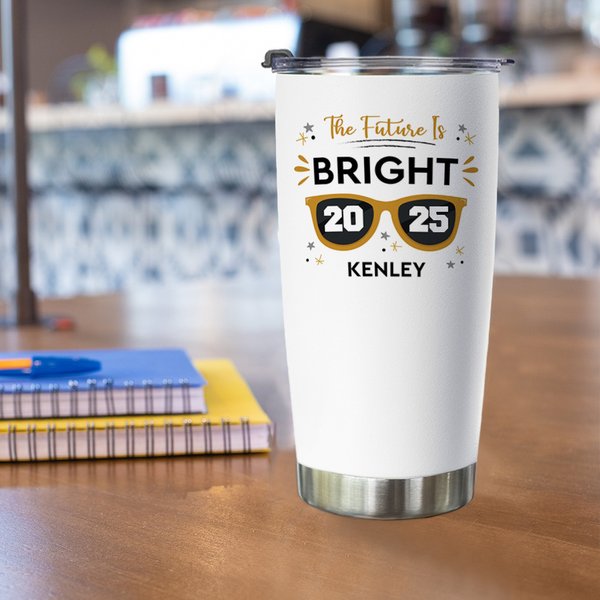Gepersonaliseerde De Toekomst Is Helder Brilontwerp 20oz Tumbler met naam en jaar Afstudeergeschenk voor Klas van 2025 Afgestudeerden