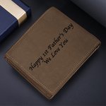 Personlig läderplånbok med graverat foto och text Fars dag Födelsedagspresent för män