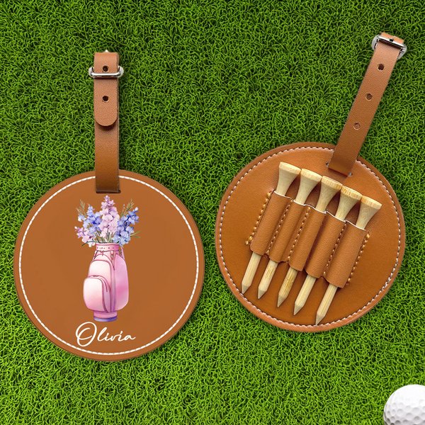 Personalisierte Geburt Blume in Golf Tasche Vase Design Golf Tees Aufbewahrungstasche mit Namen Geburtstag Golf Zubehör Club Geschenk für Golfer Spieler