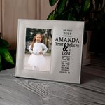Personalized Trust and Believe Cross Leather Photo Frame with Name and Year Birthday First Communion Baptism Gift for Kids Family