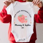 Personalised Cute Strawberry Lemon First Mother's Day T-Shirt with Title Mother's Day Gift for New Mom