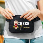 Personalized Cartoon Cheerleader Name Waterproof Crossbody Waist Bag with Adjustable Strap Birthday Gift for Women Girls
